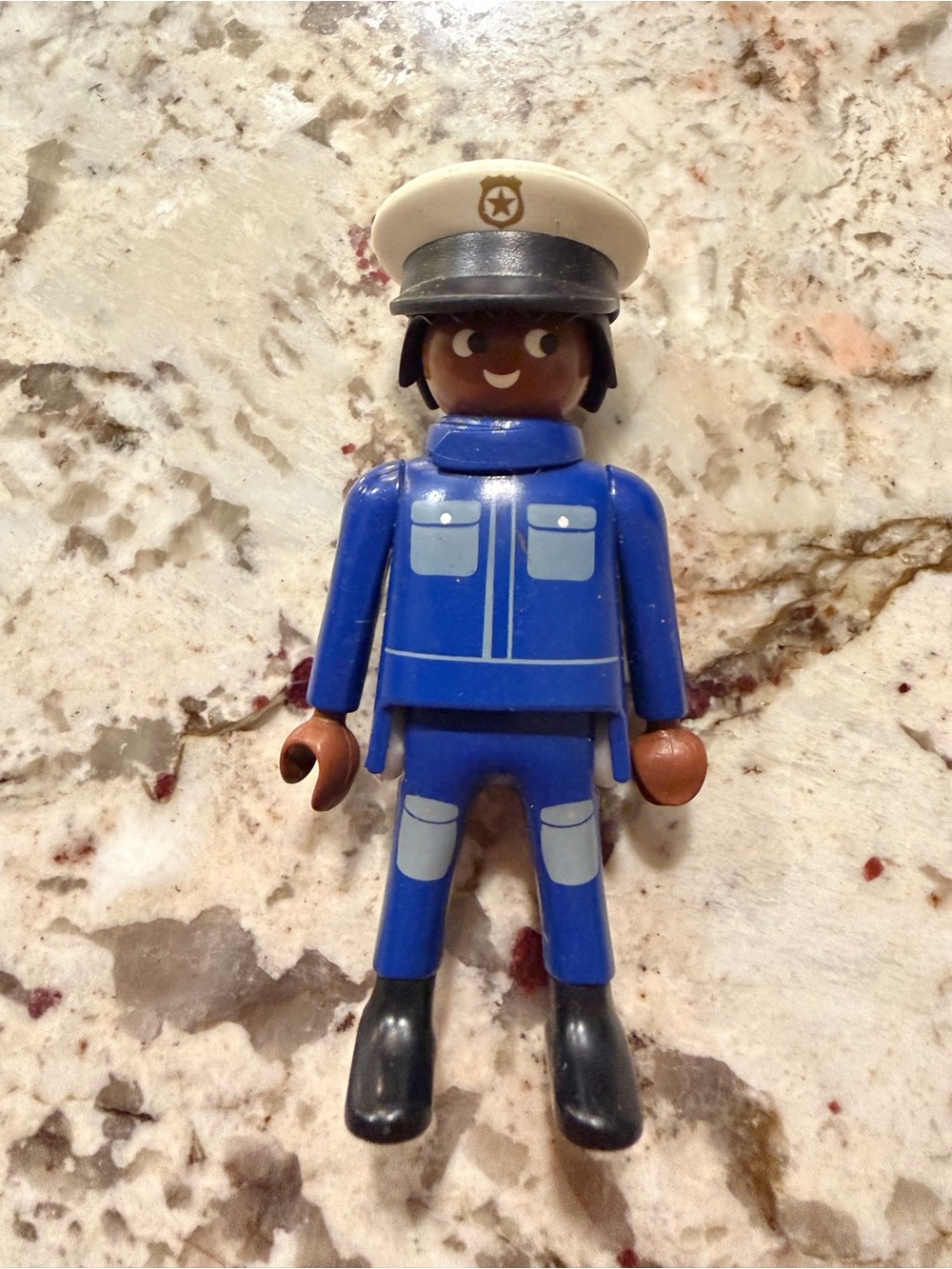 Playmobil Police Officer Action Figure Blue Uniform Black Hat 1997 Geobra Toy